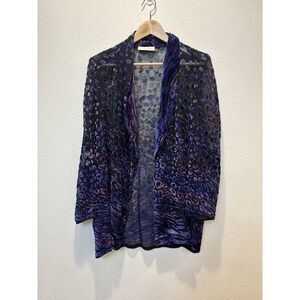 Velvet Burnout Sheer Kimono Duster Purple Leopard Print Pallant Silk Blend Art